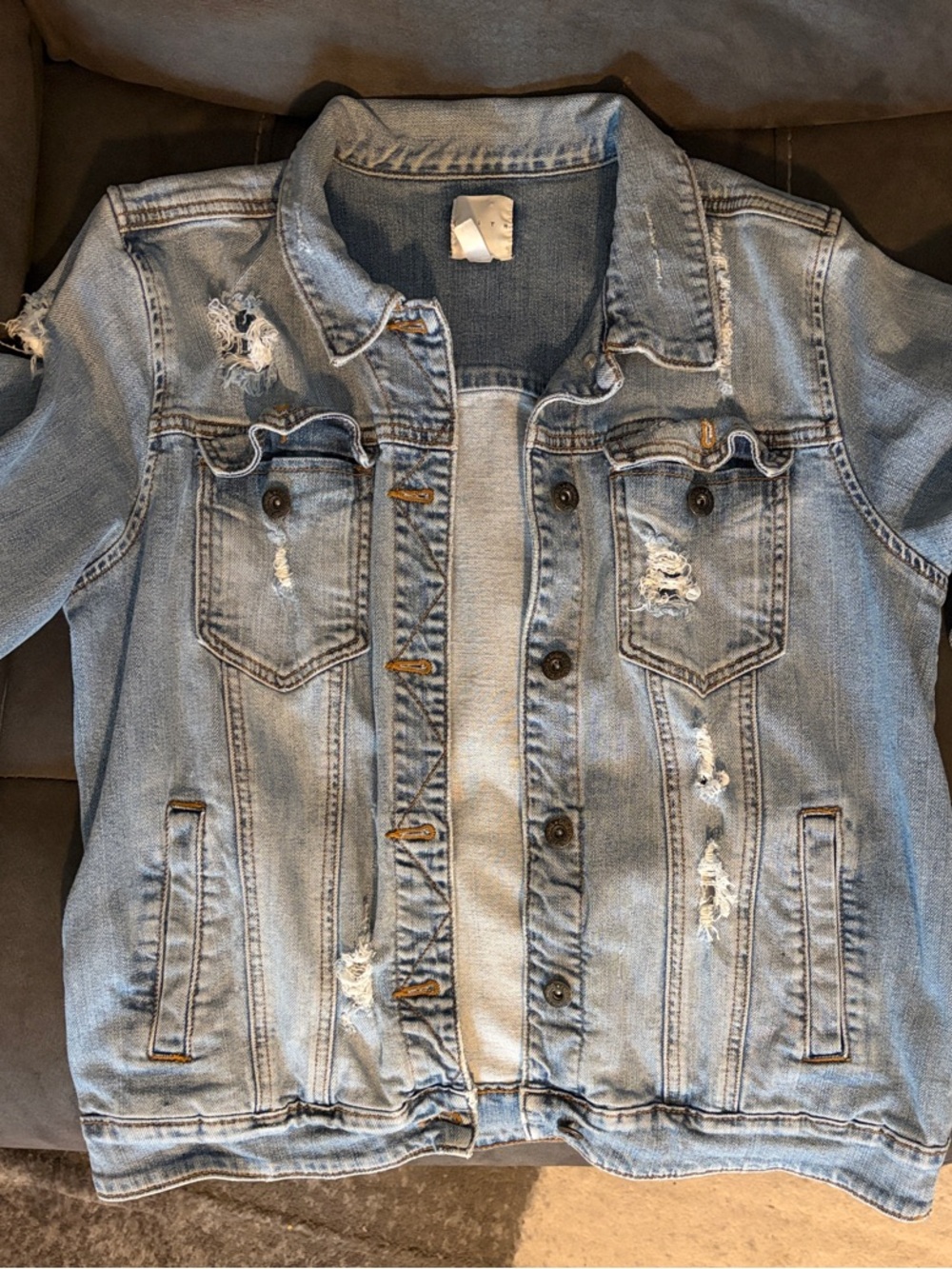 Leith Light Wash Distressed Denim Jacket